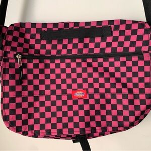 Dickies Black & Pink Checkered Messenger Bag